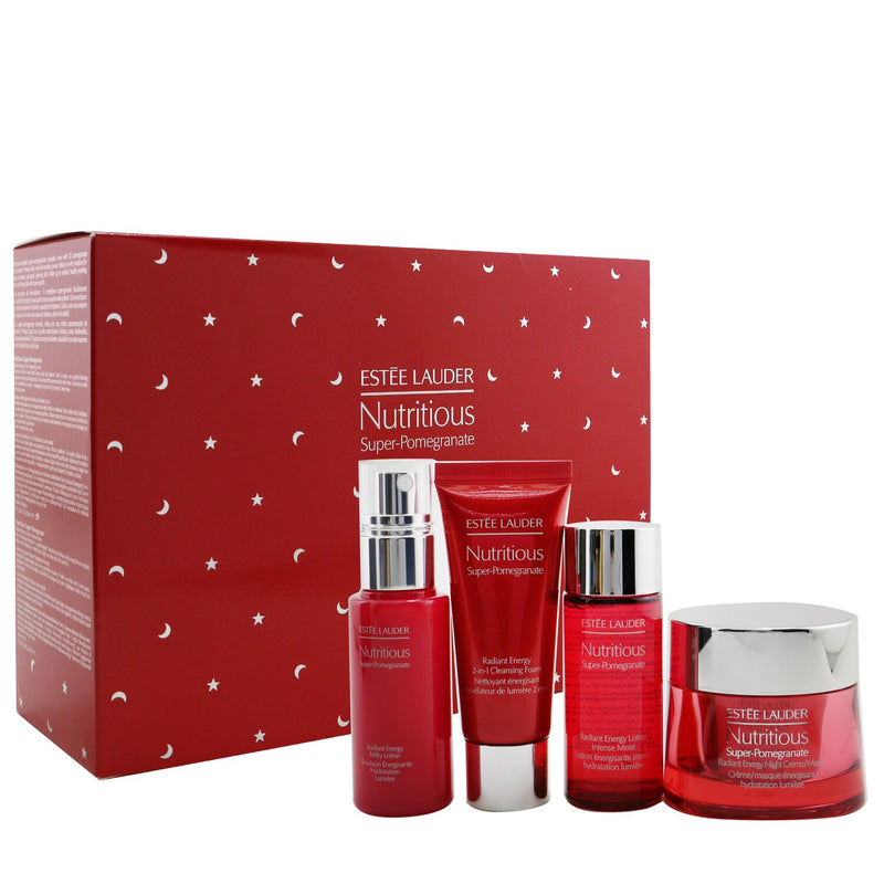 Nutritious Super-Pomegranate Nourish All Night Set: Night Creme+ Milky Lotion+ Lotion Intense Moist+ Cleansing Form...
