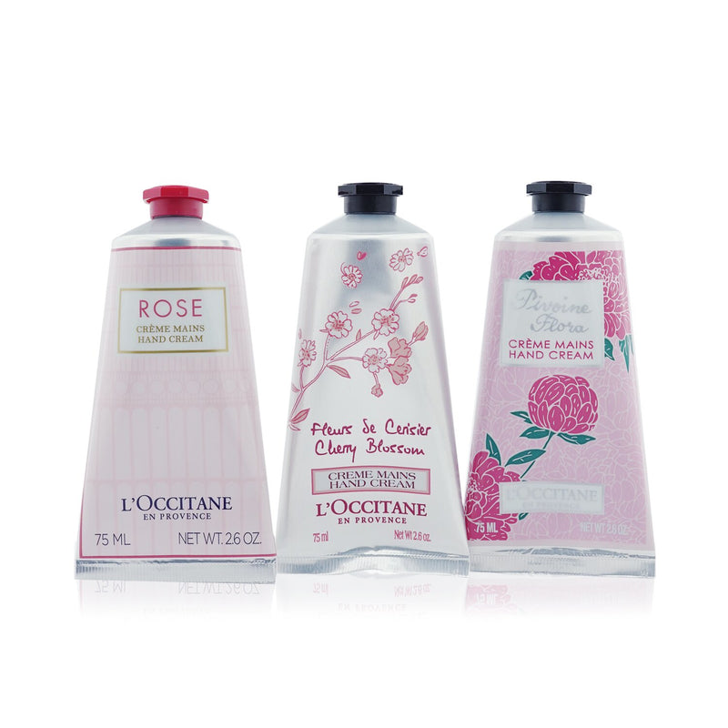 Pink Flowers Hand Cream Collection: Pivoine Flora + Rose + Cherry Blossom